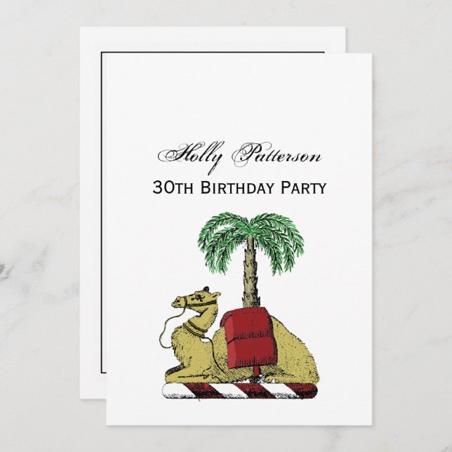 Heraldic Camel Palm Tree Colour Coat of Arms Invitation (Front/Back)