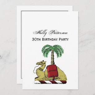 Heraldic Camel Palm Tree Colour Coat of Arms Invitation