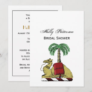 Heraldic Camel Palm Tree Colour Coat of Arms Invitation