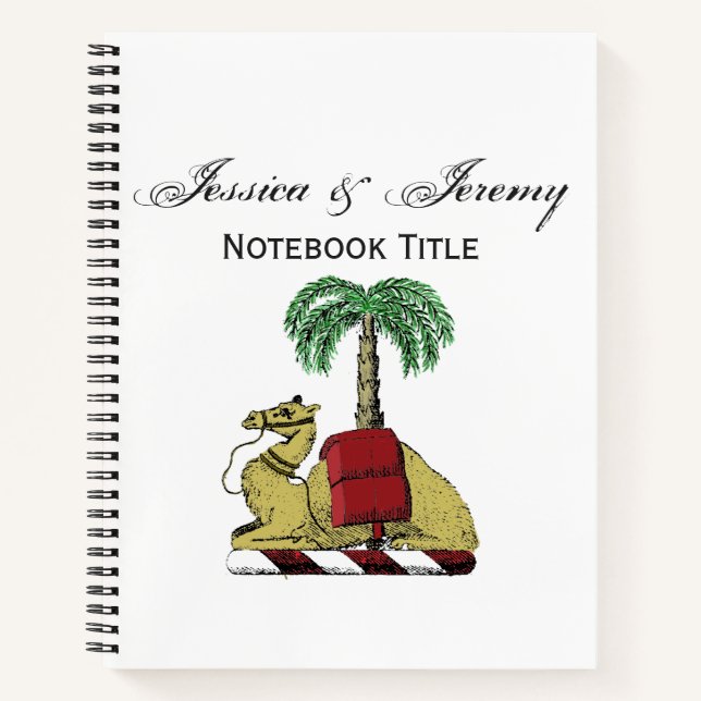 Heraldic Camel Palm Tree Colour Coat of Arms Notebook (Front)