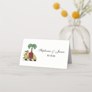 Heraldic Camel Palm Tree Colour Coat of Arms Place Card