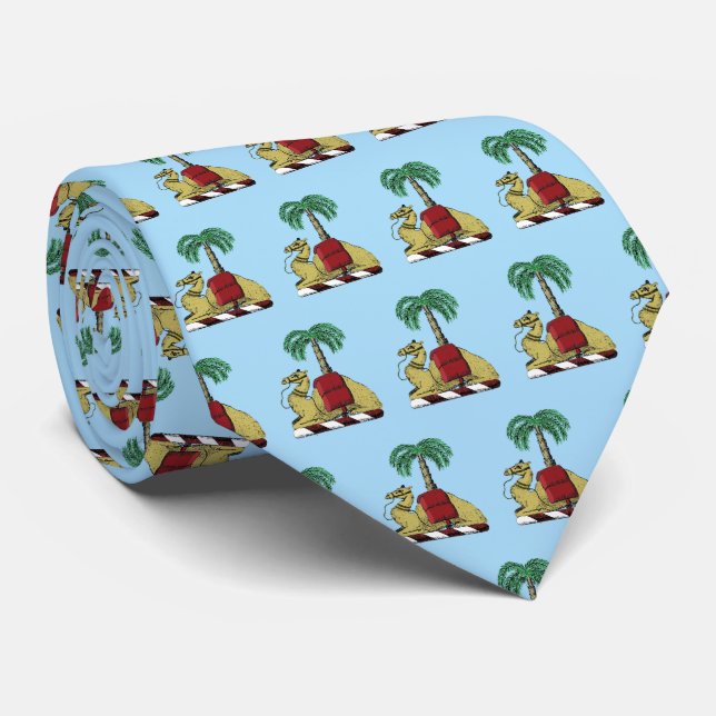 Heraldic Camel Palm Tree Colour Coat of Arms Tie (Rolled)