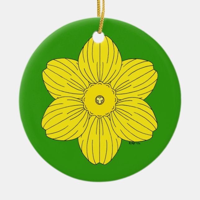 Heraldic Daffodil Ceramic Ornament (Front)