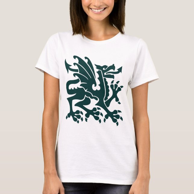Heraldic Dragon 01 - Dark Green T-Shirt (Front)