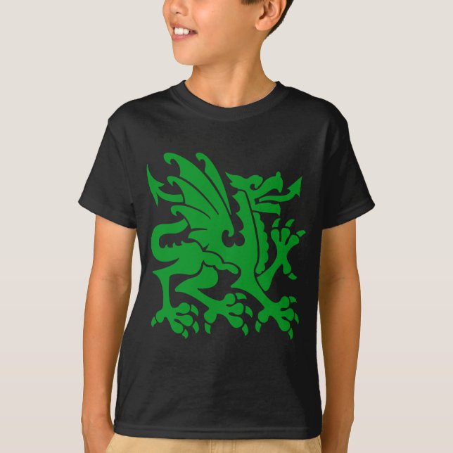 Heraldic Dragon 01 - Grass Green T-Shirt (Front)