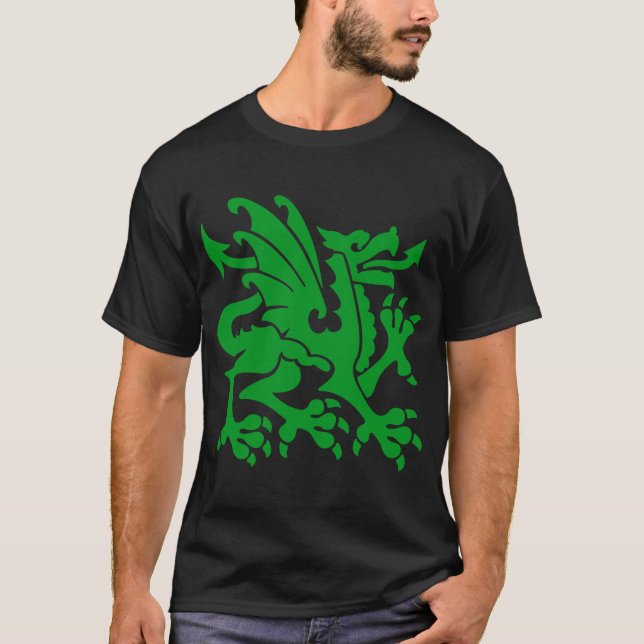 Heraldic Dragon 01 - Grass Green T-Shirt (Front)