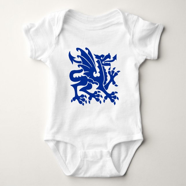 Heraldic Dragon 01 - Navy Blue Baby Bodysuit (Front)