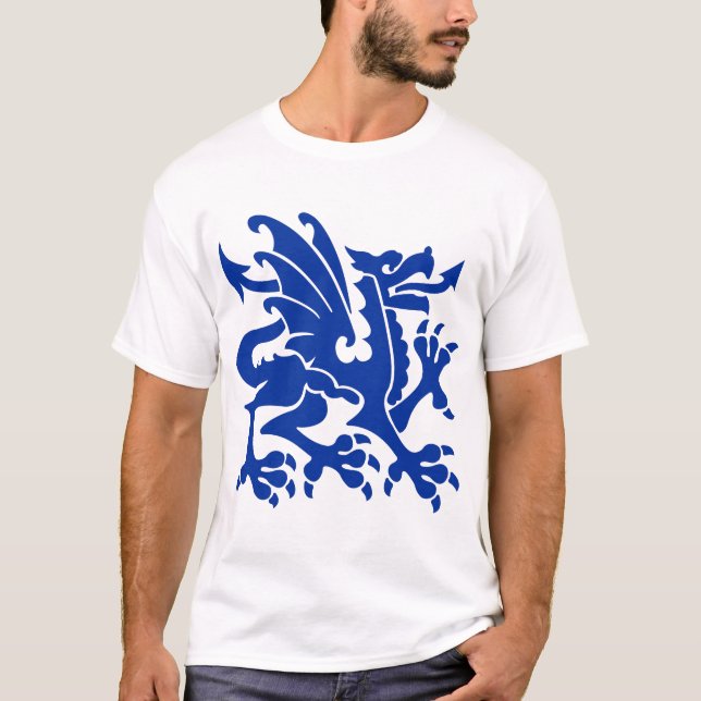 Heraldic Dragon 01 - Navy Blue T-Shirt (Front)