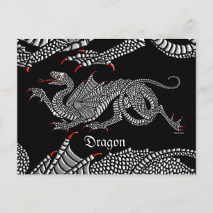 Heraldic Dragon (Silver) - Postcard