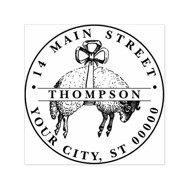 Heraldic Fleece Ram Sheep Crest Name Address Self-inking Stamp (Design)