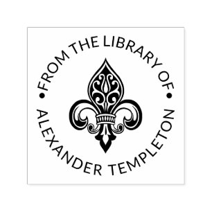 Heraldic Fleur de Lis #26 Library Book Name  Self-inking Stamp