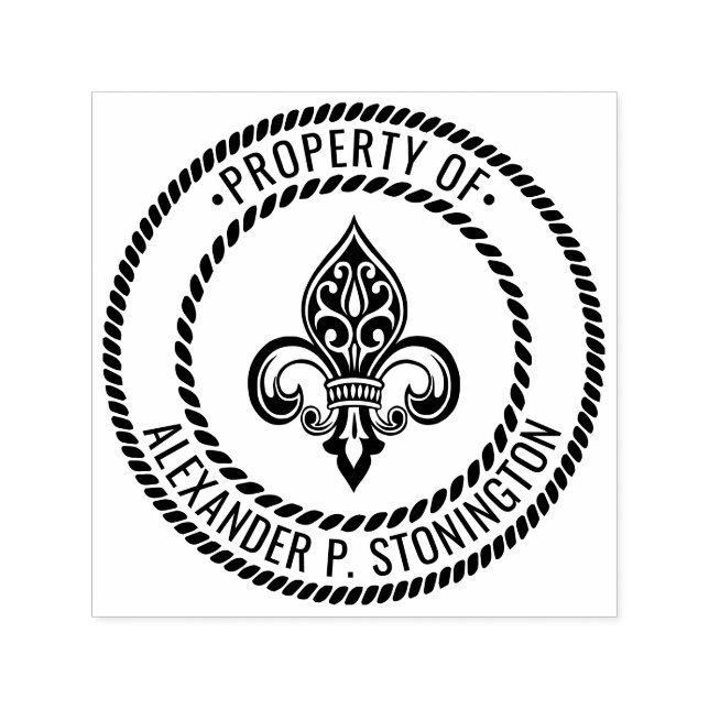Heraldic Fleur de Lis #26B Property of Rope Frame Self-inking Stamp (Design)