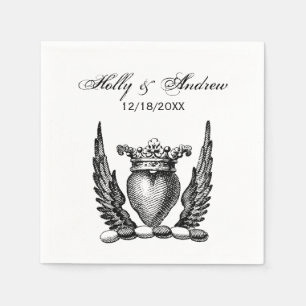 Heraldic Heart with Wings Coat of Arms Crest Napkin