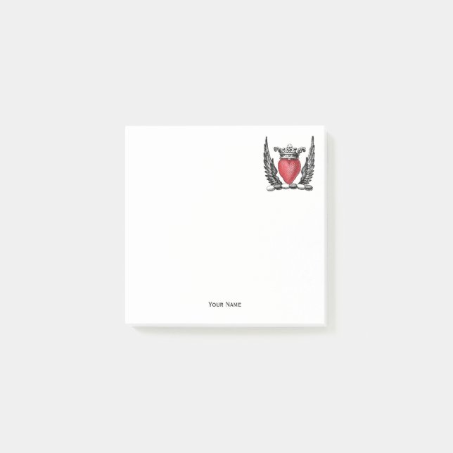 Heraldic Heart with Wings Coat of Arms Crest Post-it Notes (Front)