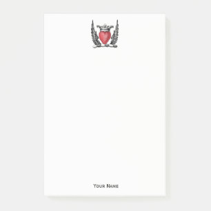 Heraldic Heart with Wings Coat of Arms Crest Post-it Notes