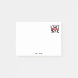 Heraldic Heart with Wings Coat of Arms Crest Post-it Notes