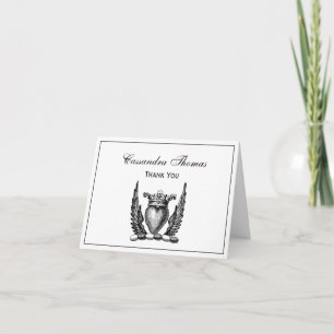 Heraldic Heart with Wings Coat of Arms Crest Thank You Card