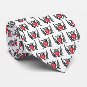 Heraldic Heart with Wings Coat of Arms Crest Tie