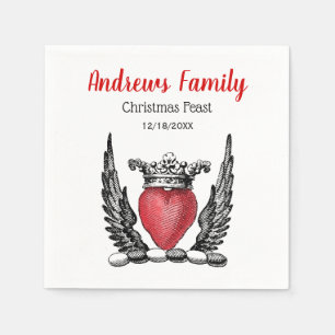 Heraldic Heart with Wings Crest Christmas Xmas Napkin