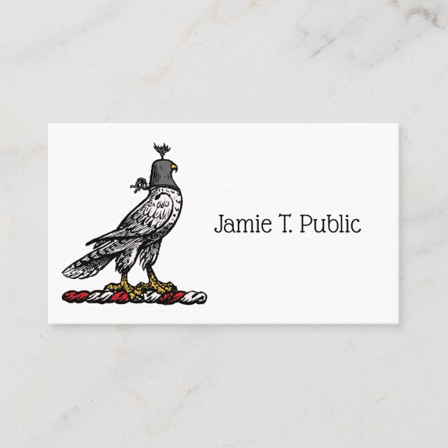 Heraldic Hunting Falcon Wearing Helmet Hood C Business Card (Front)