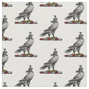 Heraldic Hunting Falcon Wearing Helmet Hood C Fabric