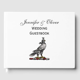 Heraldic Hunting Falcon Wearing Helmet Hood C Guest Book