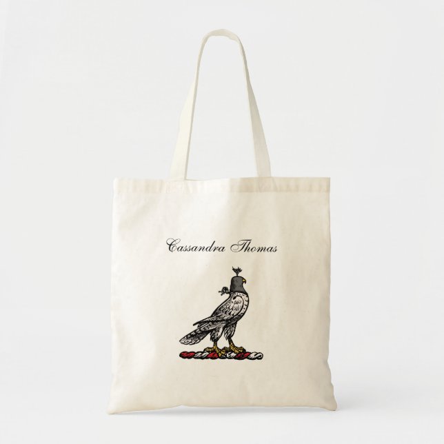 Heraldic Hunting Falcon Wearing Helmet Hood C Tote Bag (Front)