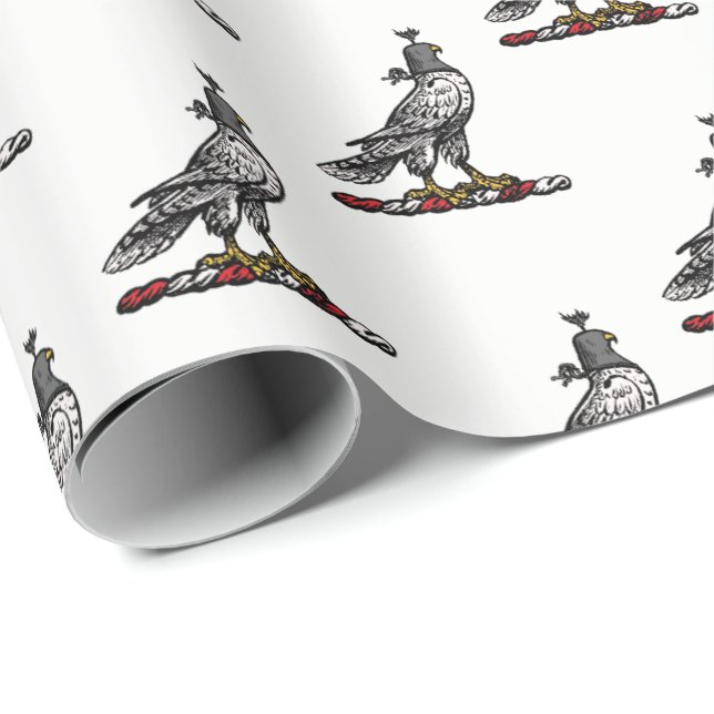 Heraldic Hunting Falcon Wearing Helmet Hood C Wrapping Paper (Roll Corner)