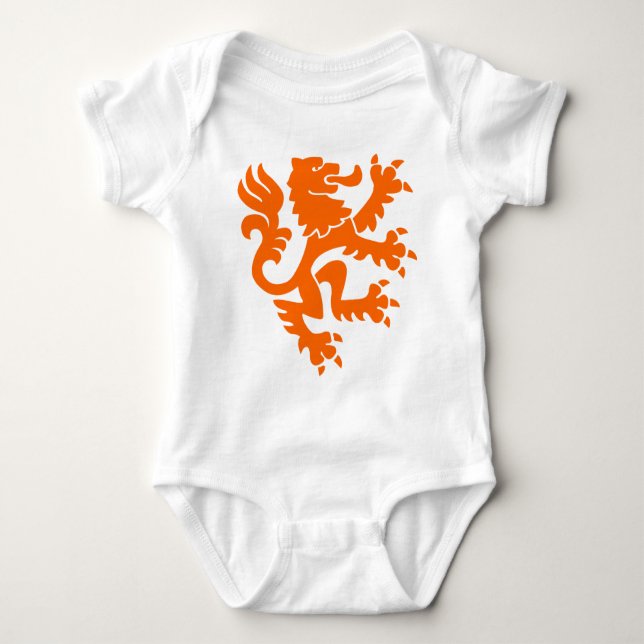 Heraldic Lion 01 - Orange Baby Bodysuit (Front)