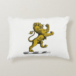 Heraldic Lion Standing Crest Emblem C Decorative Cushion