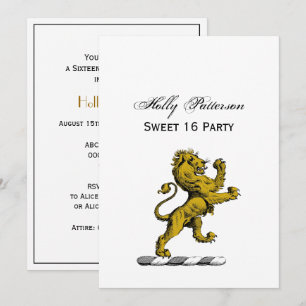 Heraldic Lion Standing Crest Emblem C Invitation