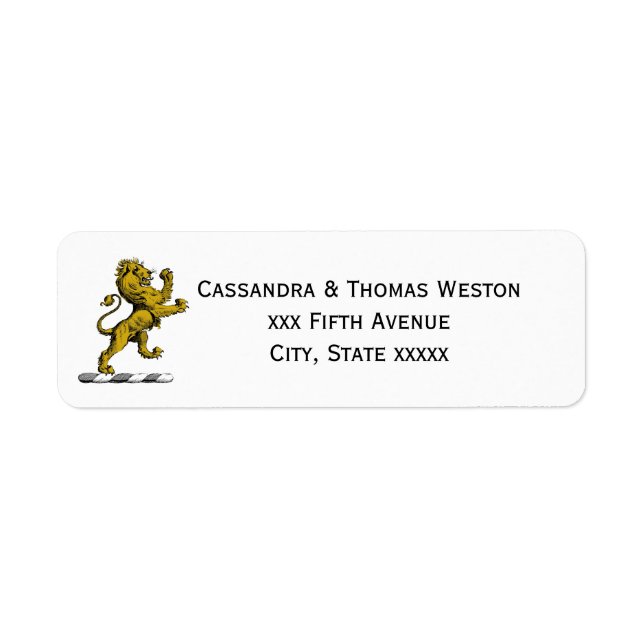 Heraldic Lion Standing Crest Emblem C Return Address Label (Front)
