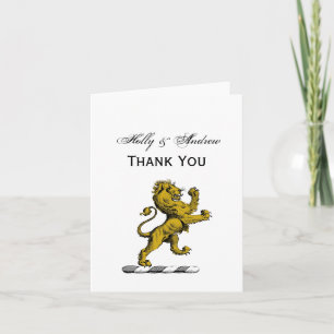 Heraldic Lion Standing Crest Emblem C Thank You Card