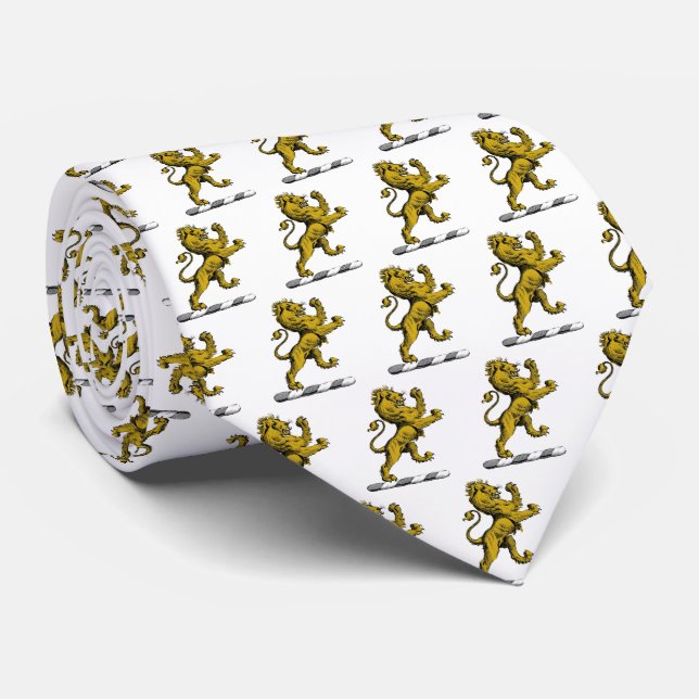 Heraldic Lion Standing Crest Emblem C Tie (Rolled)