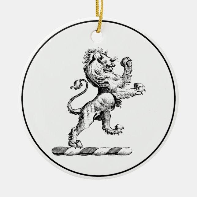 Heraldic Lion Standing Crest Emblem Ceramic Tree Decoration (Front)