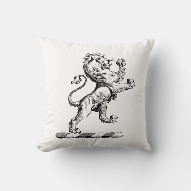 Heraldic Lion Standing Crest Emblem Cushion (Front)