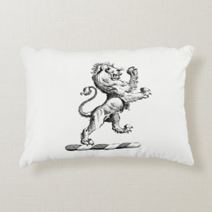 Heraldic Lion Standing Crest Emblem Decorative Cushion