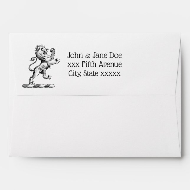 Heraldic Lion Standing Crest Emblem Envelopes (Back (Top Flap))