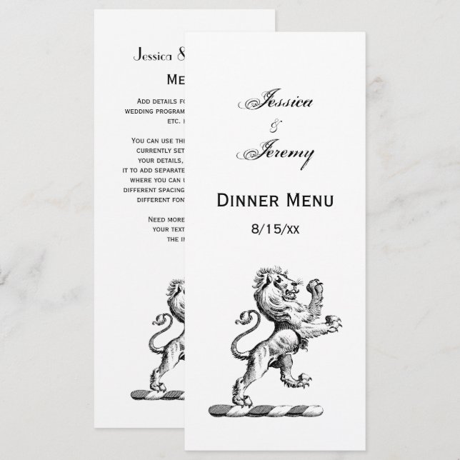 Heraldic Lion Standing Crest Emblem Invitation (Front/Back)