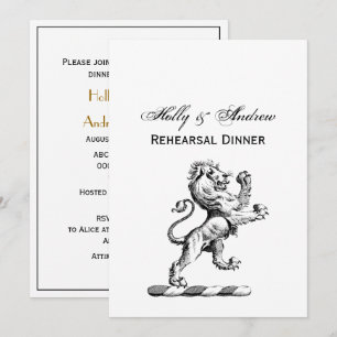 Heraldic Lion Standing Crest Emblem Invitation