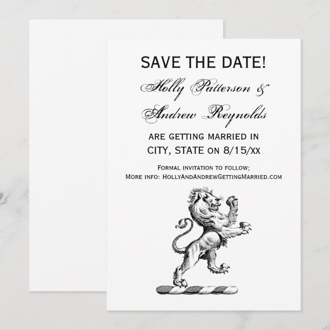 Heraldic Lion Standing Crest Emblem Invitation (Front/Back)