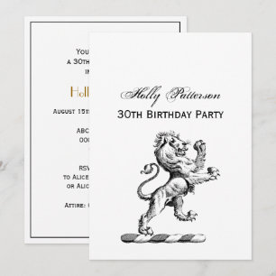 Heraldic Lion Standing Crest Emblem Invitation
