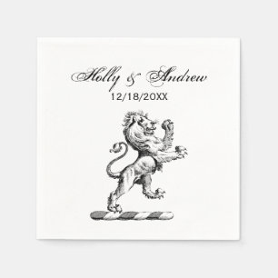 Heraldic Lion Standing Crest Emblem Napkin