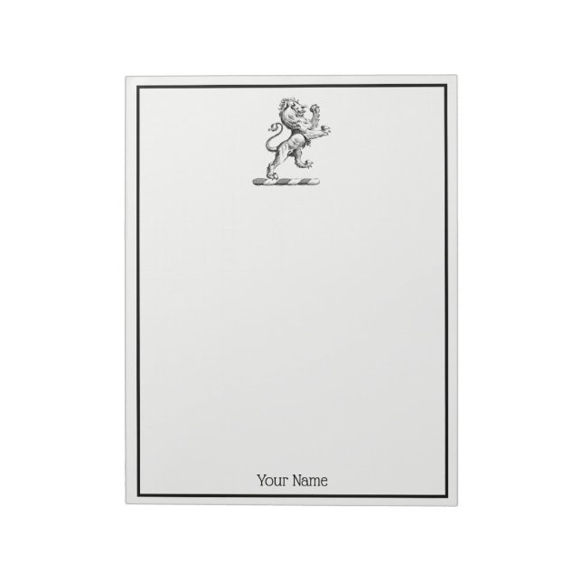 Heraldic Lion Standing Crest Emblem Notepad (Rotated)
