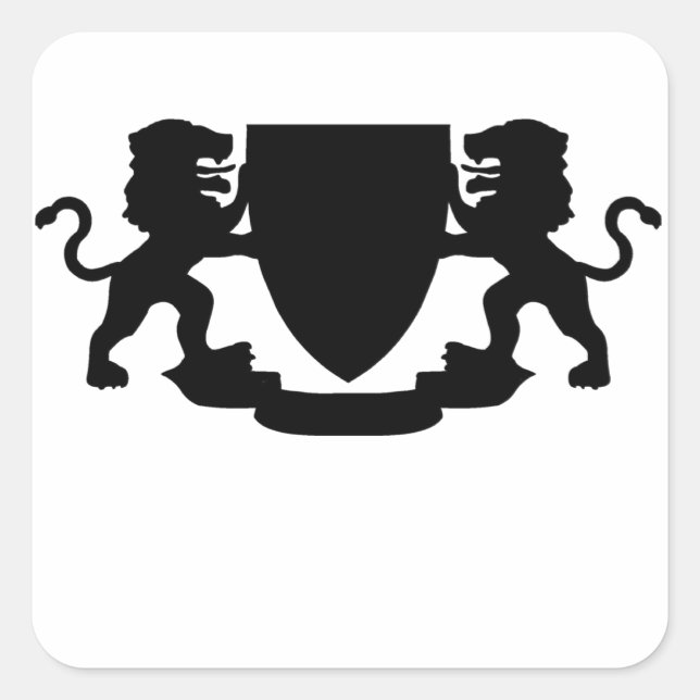 Heraldic Lions and Shield Square Sticker (Front)