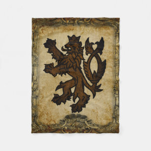 Heraldic Rampant Lion Custom Fleece Blanket