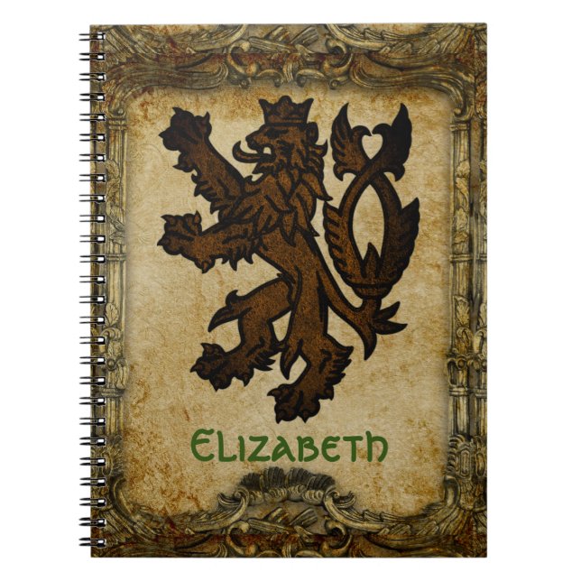 Heraldic Rampant Lion Custom Notebook (Front)