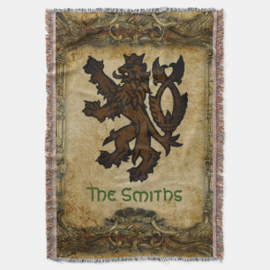 Heraldic Rampant Lion Custom Throw Blanket