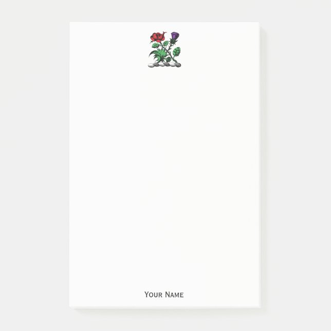 Heraldic Rose & Thistle Coat of Arms Crest Colour Post-it Notes (Front)