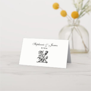 Heraldic Rose & Thistle Coat of Arms Crest Emblem Place Card